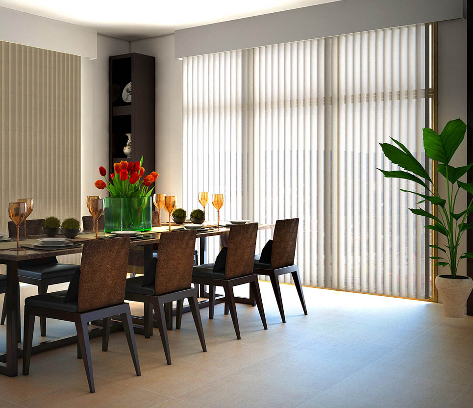 vertical blinds in dining room