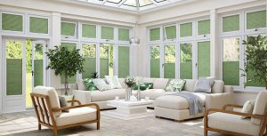 green conservatory blinds