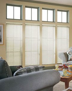 wooden blinds in living room