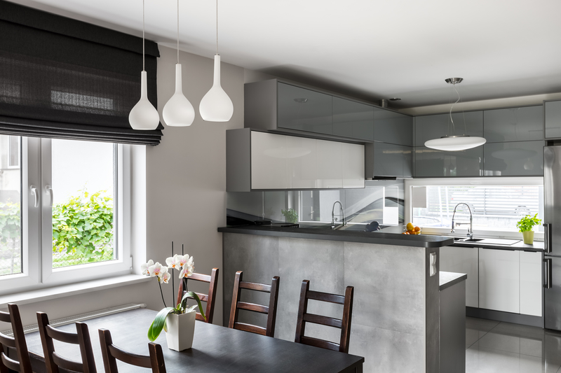 Roller blinds in kitchen