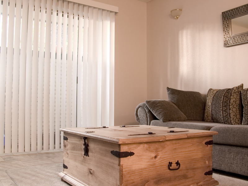 vertical blinds in living room